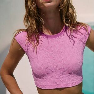 Free People Pink Lace Crop Top